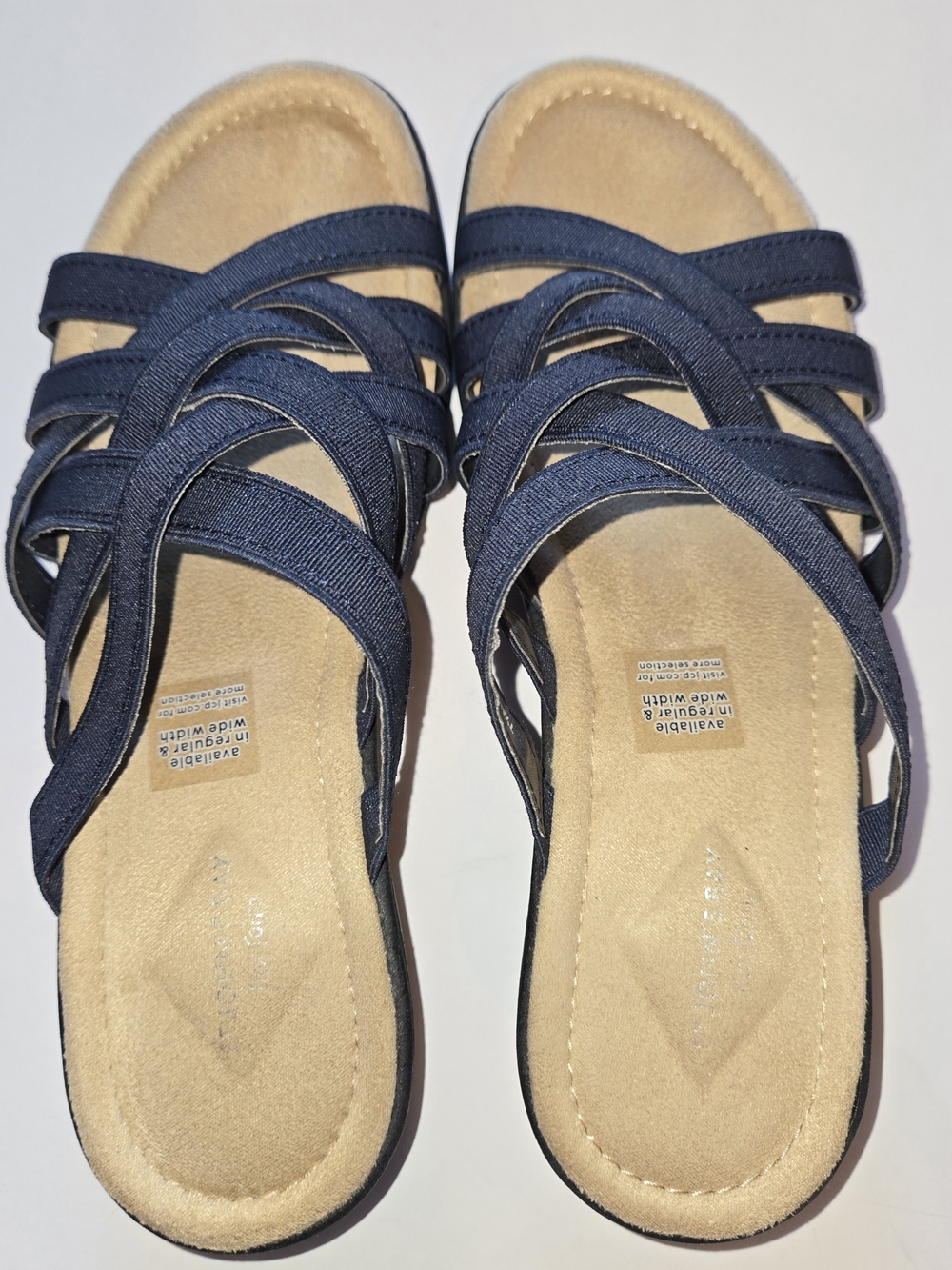 St. John's Bay Flex Form Women's Black Strappy Slide Sandals. 7.5. EUC